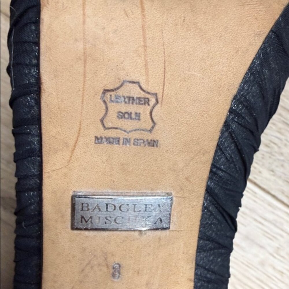 Badgley Mischka Black Peep-Toe High Heels - Shimmer Y2K - Picture 5 of 6